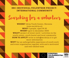 Iščemo mednarodne prostovoljce!